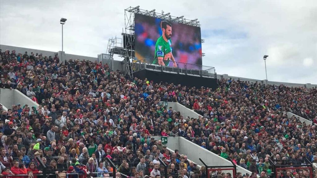 led-scoreboard-gaa-pitch-ireland-dusk
