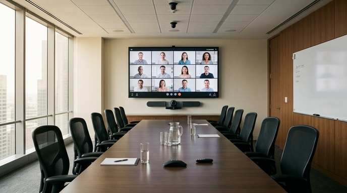 boardroom video call display setup