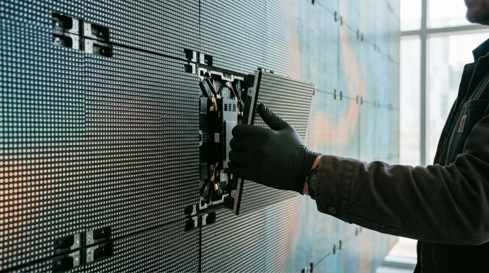 led video wall module close up